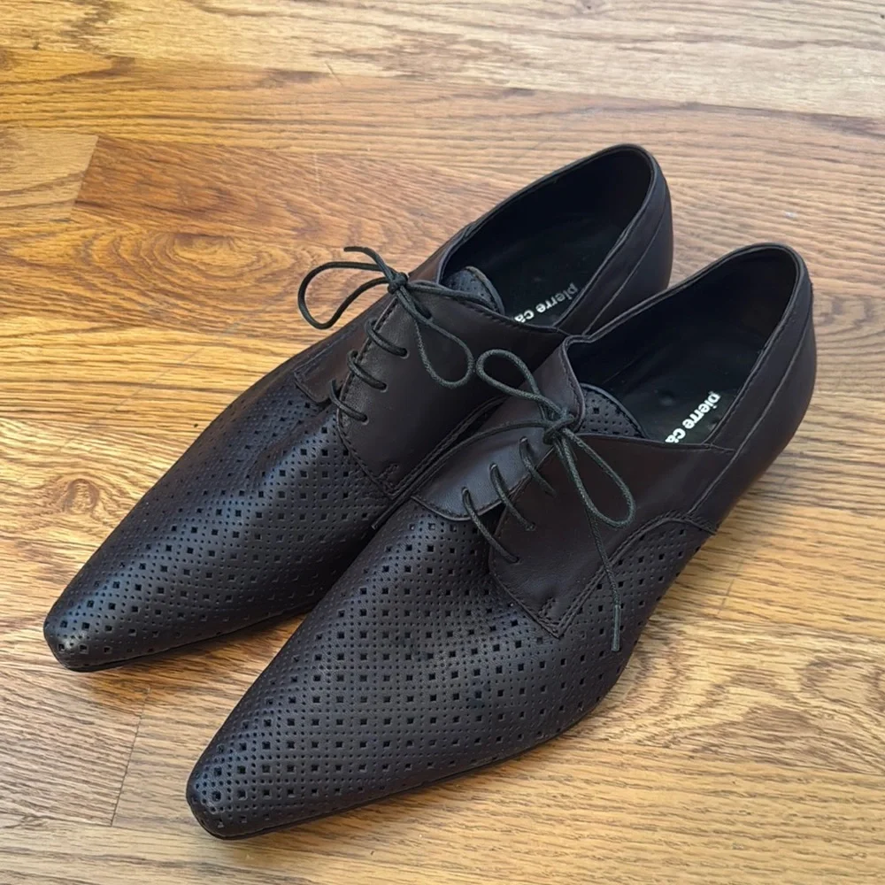 Pierre Cardin Men's Brown Perforated Leather Lace-Up Dress Shoes